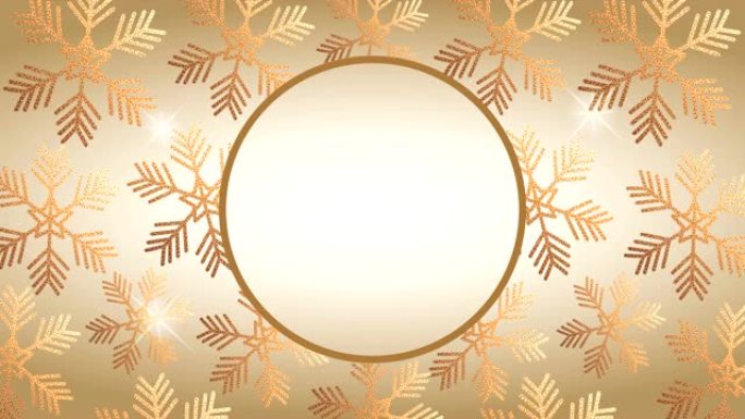 带有圆形金色框架的圣诞快乐动画