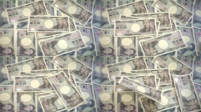 慢动作日元日币掉落金钱钱币钞票通货膨胀