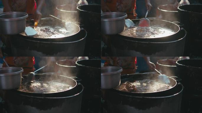 烹饪泰式面条 (Pad thai)，街头美食