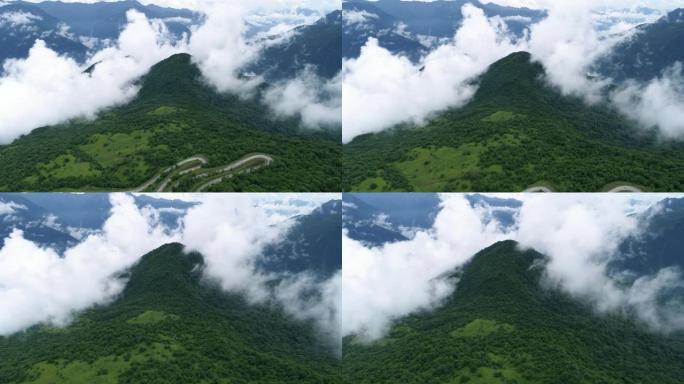 空中浮云的美丽山景