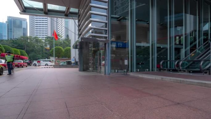 延时: 商人拥挤在香港中部的工作场所