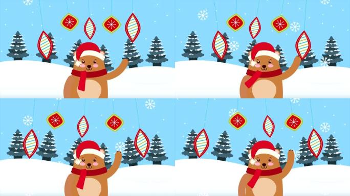 雪景圣诞快乐熊