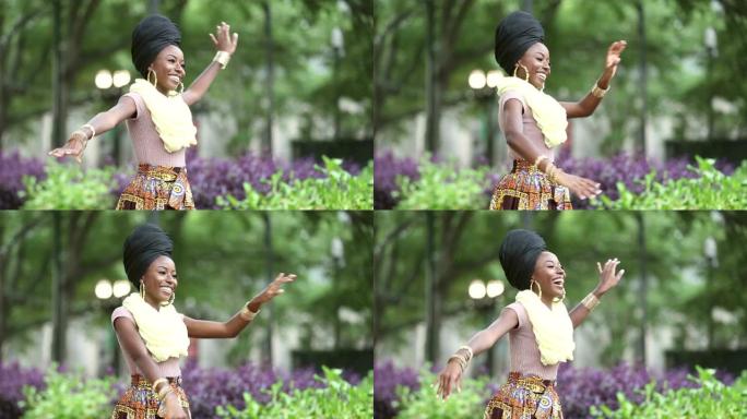 年轻的非裔美国妇女跳舞