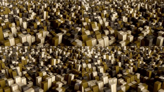 4k抽象木块。3D木块升降活字印刷术抽象