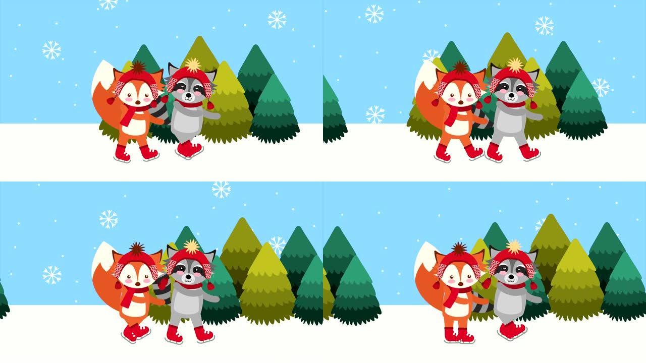 浣熊和狐狸圣诞快乐