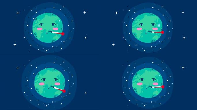 具有世界星球特征和温度计的国际卫生日