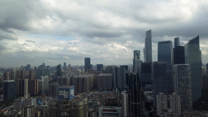 广州城市摩天楼天空延时