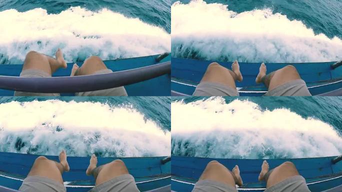 男子在帆船航行中放松