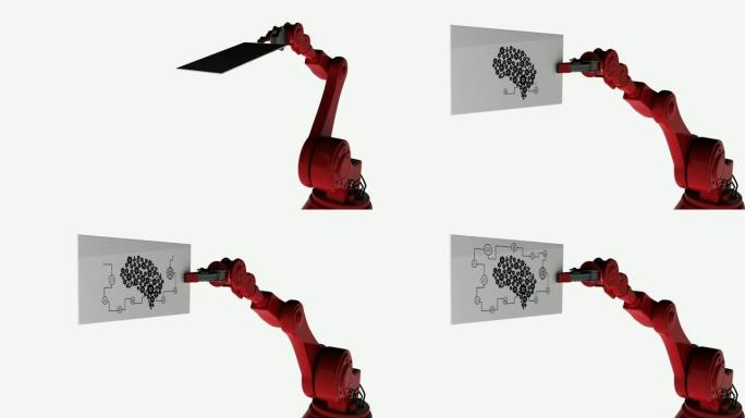机械臂持卡的数字视频与机器图