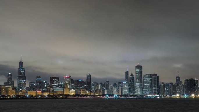 T/L TD芝加哥夜景，黎明时流云/伊利诺伊州芝加哥