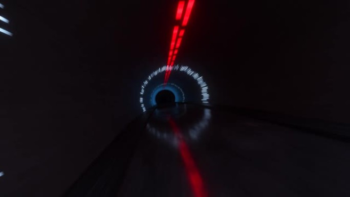 在崎岖的道路和明亮的霓虹灯的隧道中进行超快的抽象飞行。无缝循环3d渲染