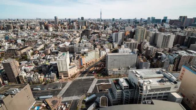 延时: 从文京区鸟瞰东京城市景观和天际线