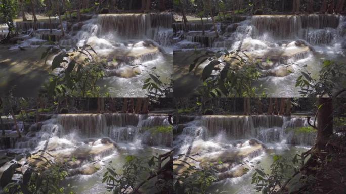 4K，泰国北碧森林的美丽瀑布怀美卡明瀑布
