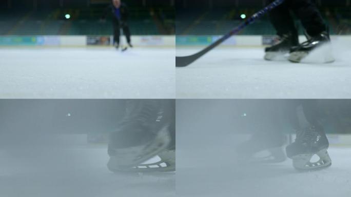 表演冰球-停止冰上速度