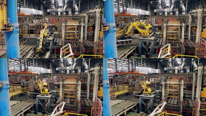 带有机器人设备的工厂设备重新定位砖