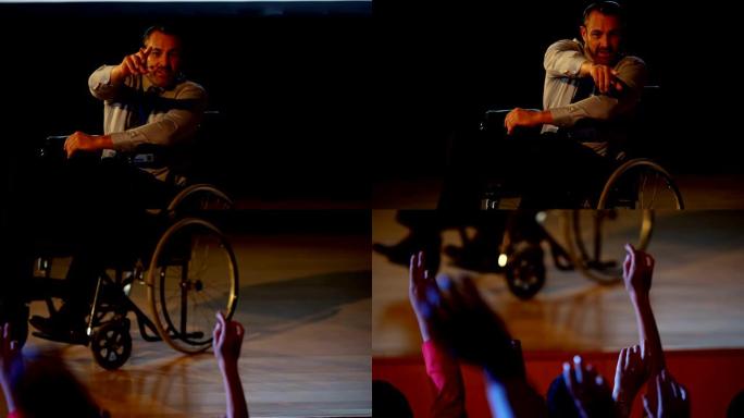 成熟的高加索残疾商人在研讨会上说话和指手画脚4k