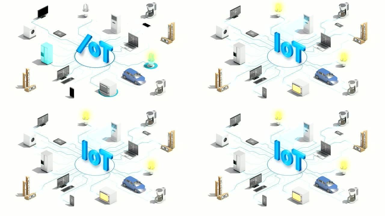 'IoT' 技术连接智能家电自动化、物联网、4k。