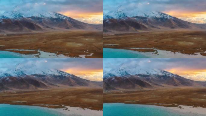 新疆鸟瞰图自然风景水面湖水视频素材