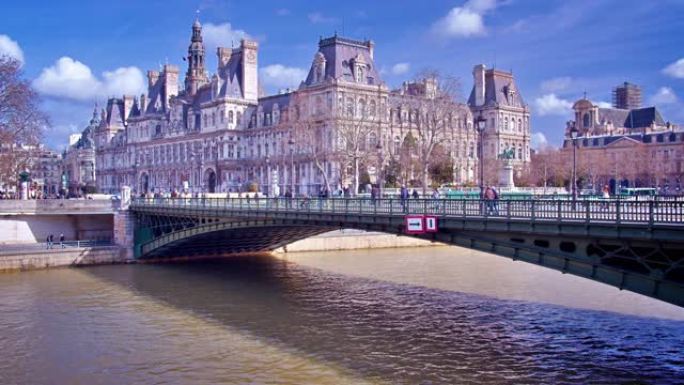 巴黎的桥梁和河流。城市景观天际线。