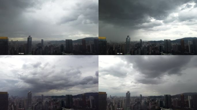 天空大片云朵流动延时城市摩天大楼