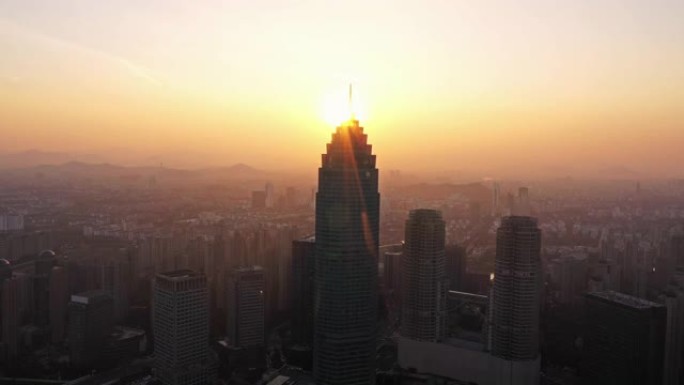 天际线鸟瞰图绍兴城市绍兴航拍绍兴晚霞