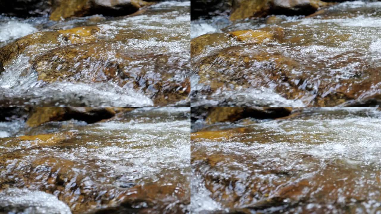 小溪在大自然的水流中慢动作，多莉射击