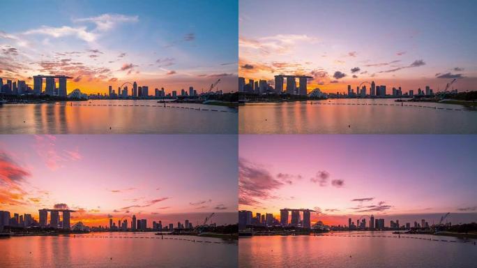 日落时分的新加坡城市