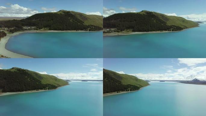 风景秀丽的蓝湖空中拍摄