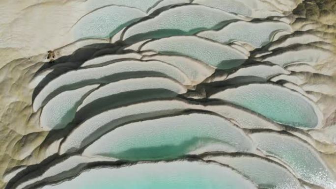 4k鸟景多莉拍摄; 中国瀑布白水台的抽象自然图案。