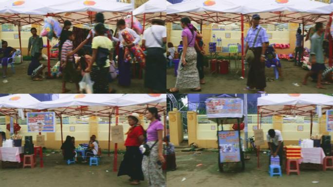 仰光市场,缅甸国外集市闹事区繁华