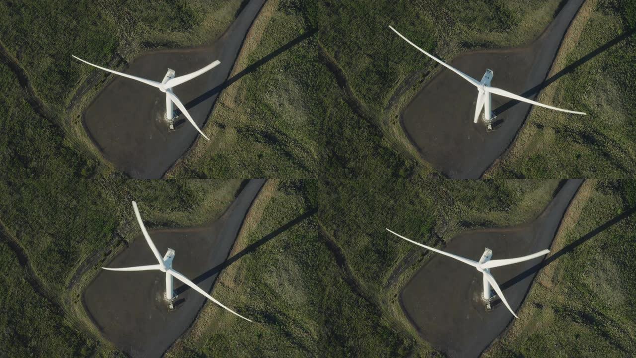 风力涡轮机的俯视图