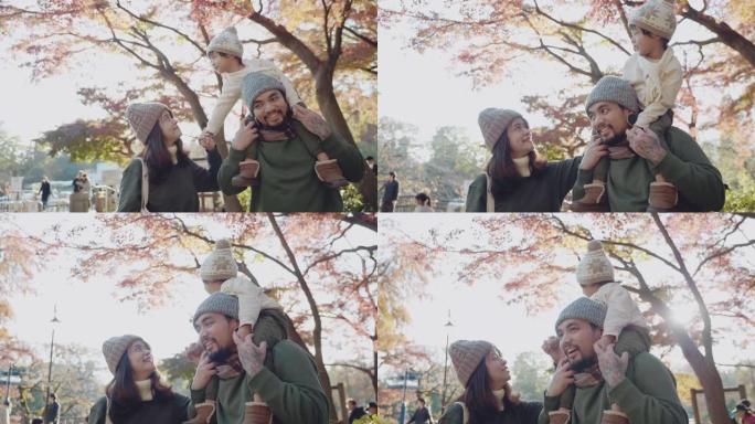 森林里幸福的家庭。