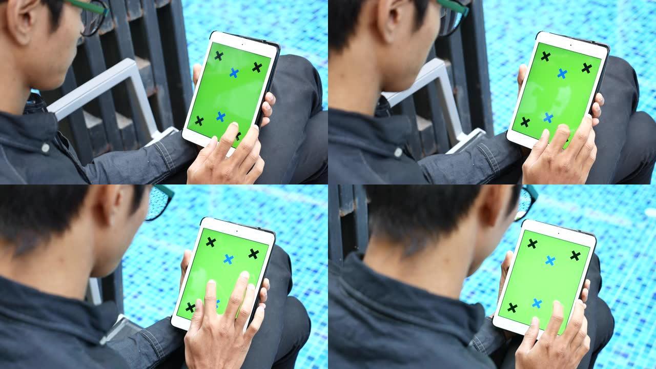 使用数字平板电脑绿屏的人