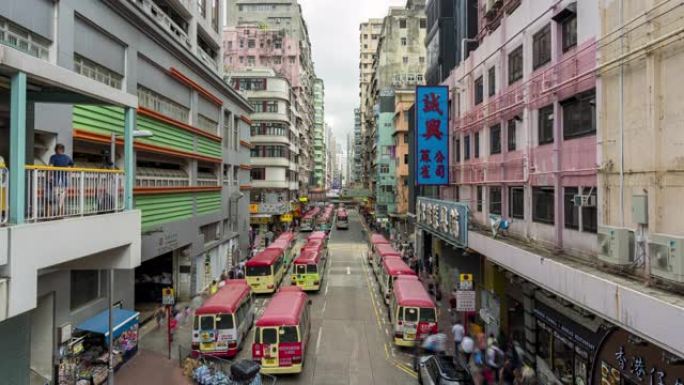 4K UHD延时: 香港旺角夜市公共迷你巴士站