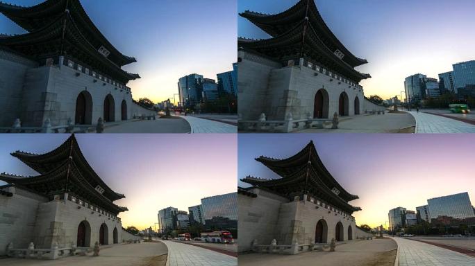 4K，韩国首尔上午景福宫的时间流逝