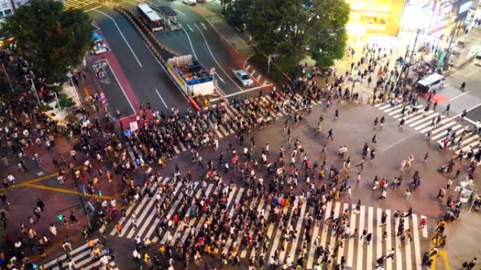 鸟瞰图涩谷十字路口