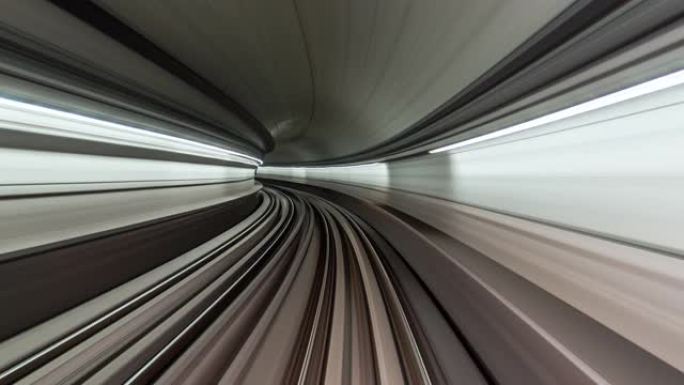 T/L POV快速地铁列车穿越隧道/迪拜，阿联酋