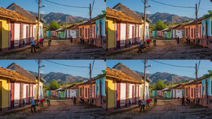 古巴特立尼达的彩色房屋