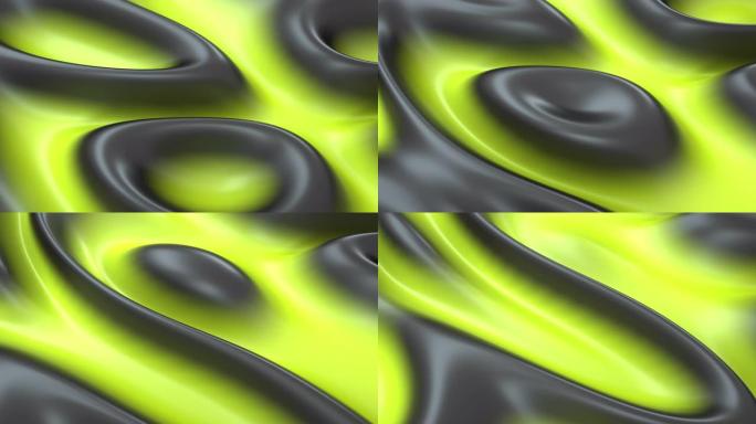 黄色和黑色移动液体抽象现代背景