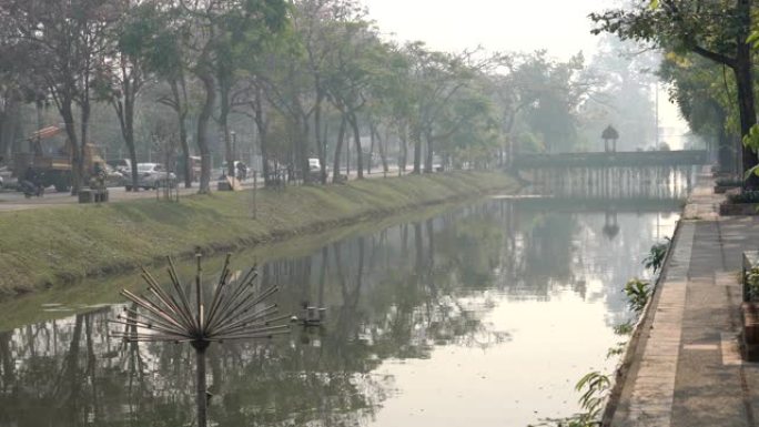 泰国清迈Ku Muang运河的空气污染环境