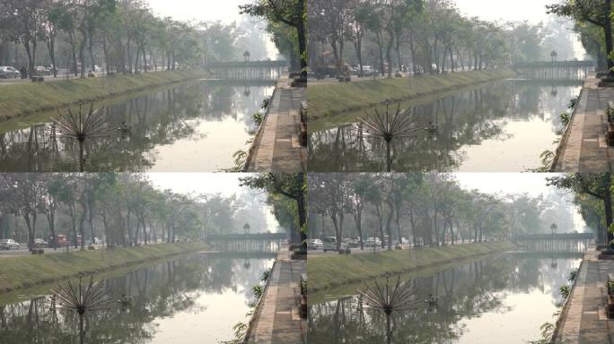 泰国清迈Ku Muang运河的空气污染环境