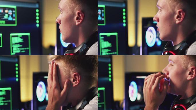 男性青少年黑客坐在计算机屏幕前绕过网络安全
