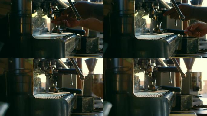 厨师用4k机器煮咖啡