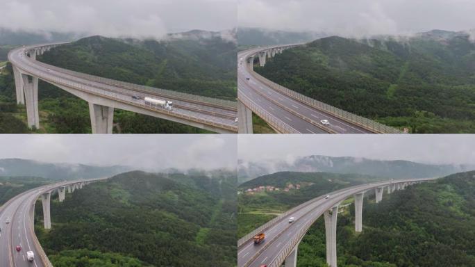 高架桥上交通的HYPERLAPSE无人机拍摄