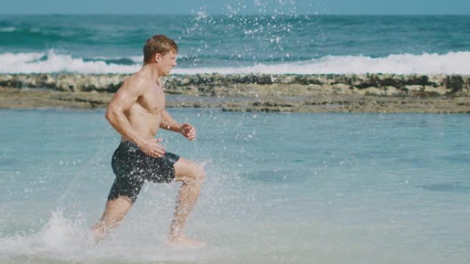 这个人能跑海边外国运动健身奋斗拼搏