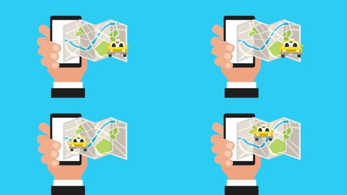 手持移动全球定位系统导航地图出租车车