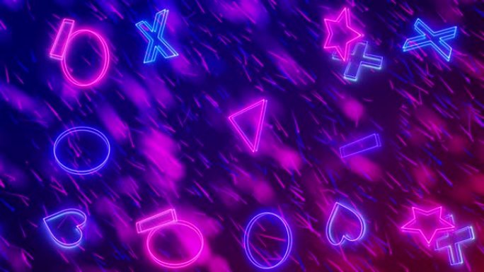 情人节拥抱和亲吻XOXO和夜间派对霓虹灯动画背景 (可循环)-股票视频