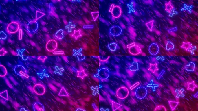 情人节拥抱和亲吻XOXO和夜间派对霓虹灯动画背景 (可循环)-股票视频