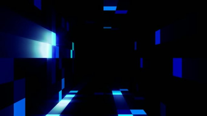 明亮闪烁的隧道画面中的无缝3d飞行动画