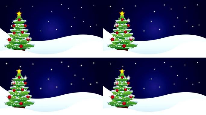 快乐圣诞快乐动画与松树